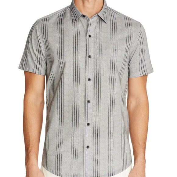 W.R.K Reworked Black Vertical Stripe Short Sleeve Shirt - Picture 1 of 2